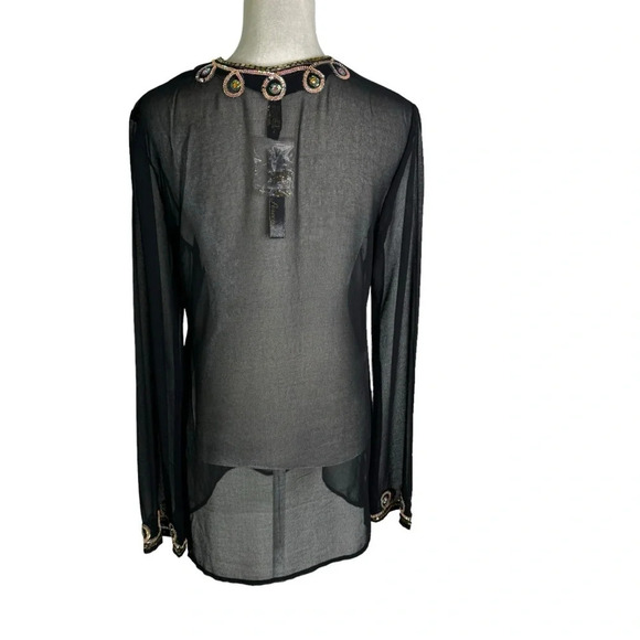 Forecast Sheer Beaded Sequin Swim Cover Up Top Tunic Black Size S NWT - Picture 2 of 9